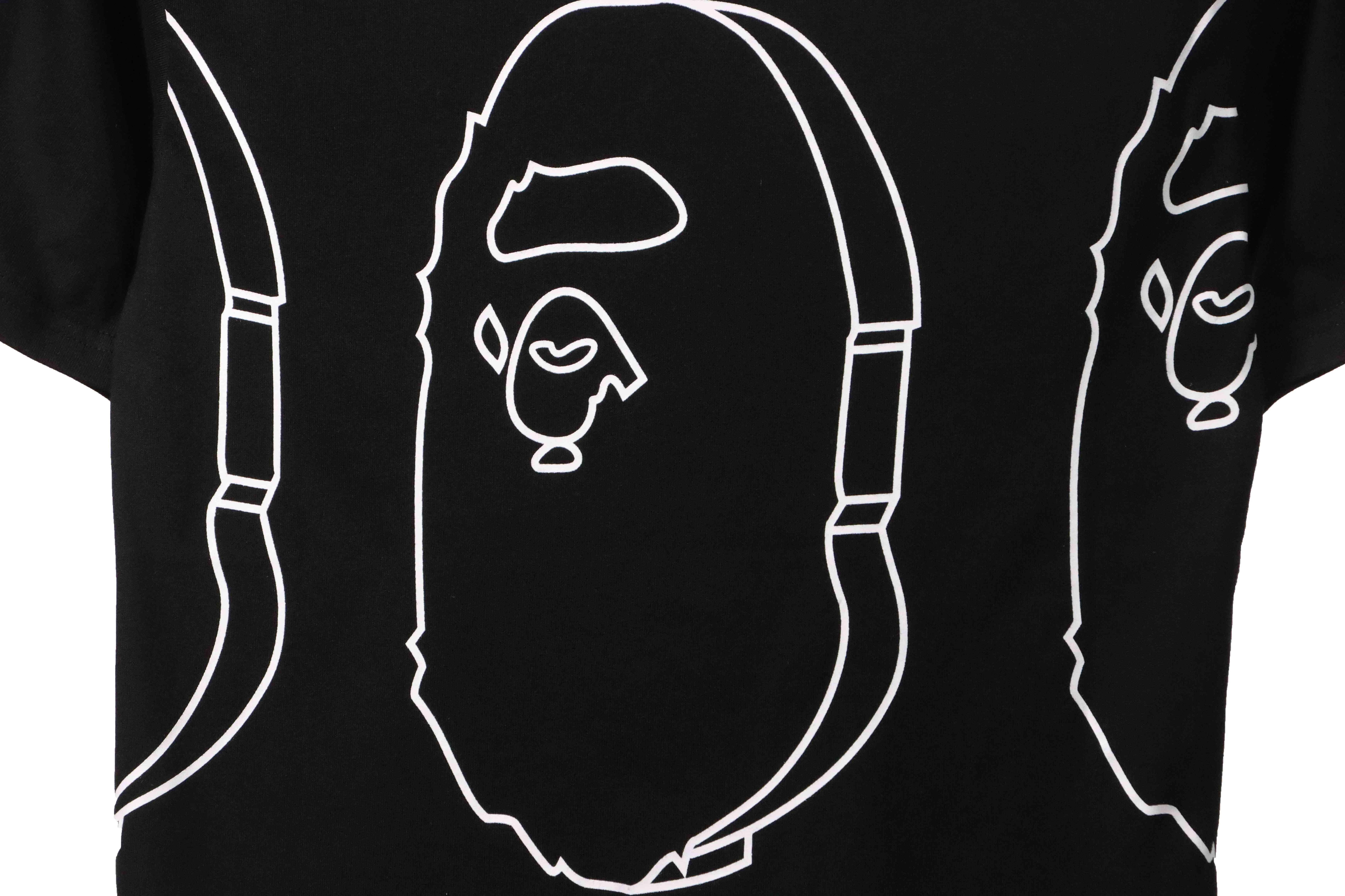  BAPE line drawing ape head short sleeve black