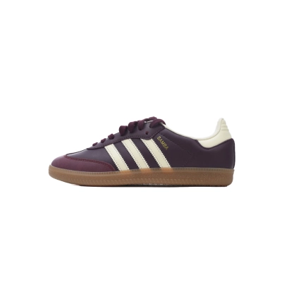 Adidas Samba OG Maroon Gold Metallic (Women's)  ID0477 01