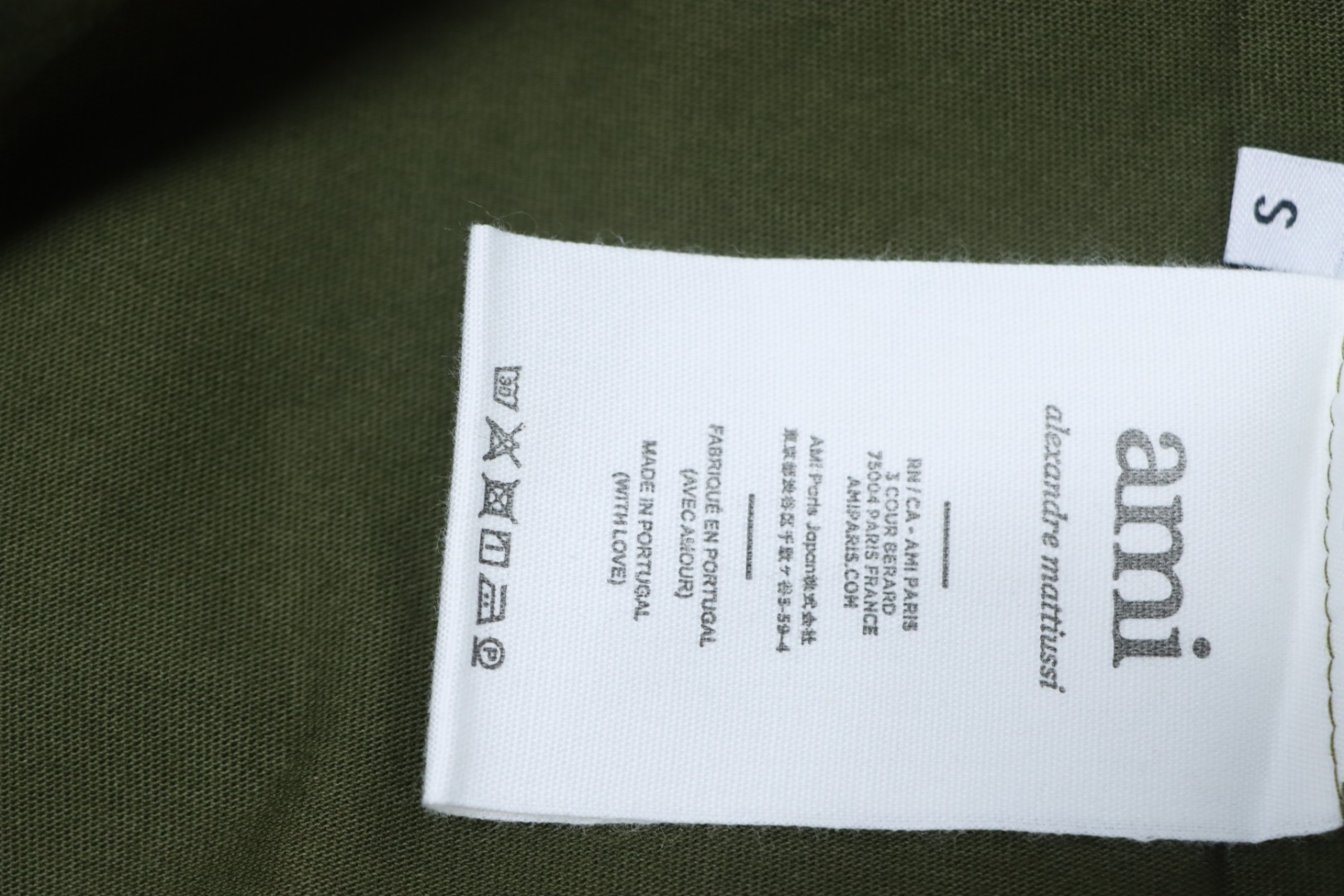 Ami Paris 25SS Embroidered Heart Short Sleeve T-shirt Army Green