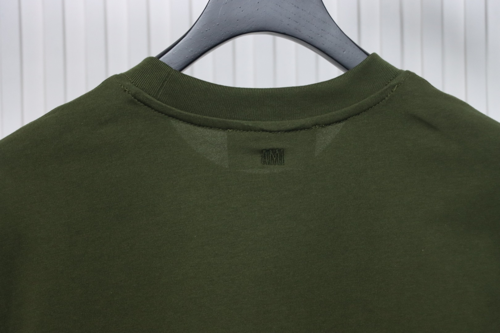 Ami Paris 25SS Embroidered Heart Short Sleeve T-shirt Army Green