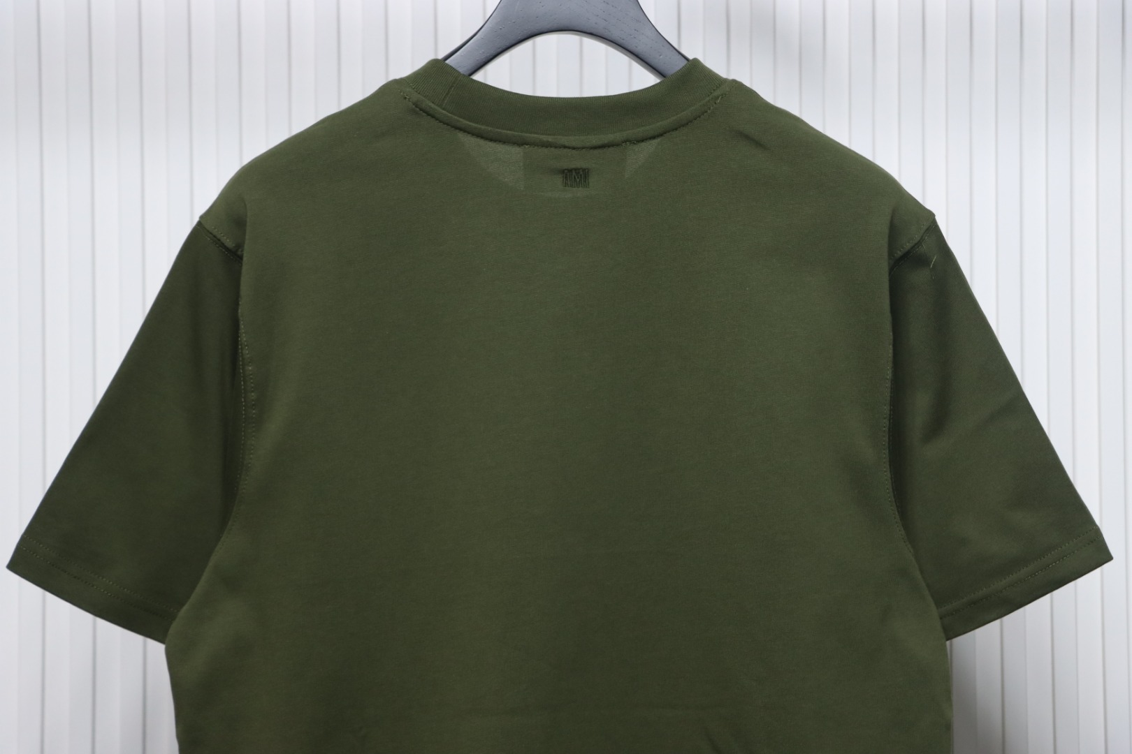 Ami Paris 25SS Embroidered Heart Short Sleeve T-shirt Army Green