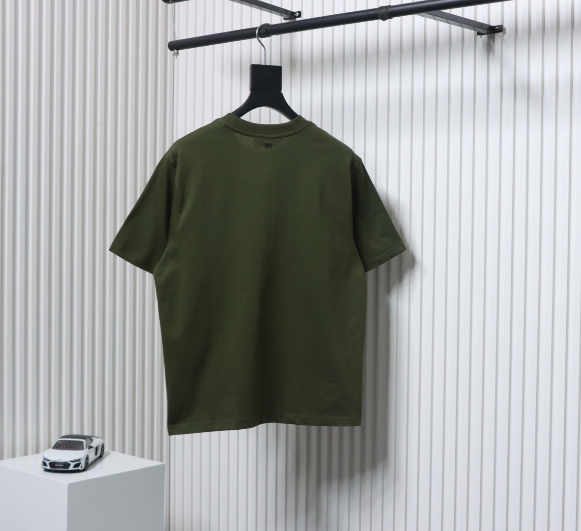 Ami Paris 25SS Embroidered Heart Short Sleeve T-shirt Army Green