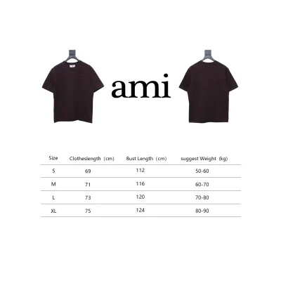Ami Paris 25SS Embroidered Heart Short Sleeve T-shirt Brown 02