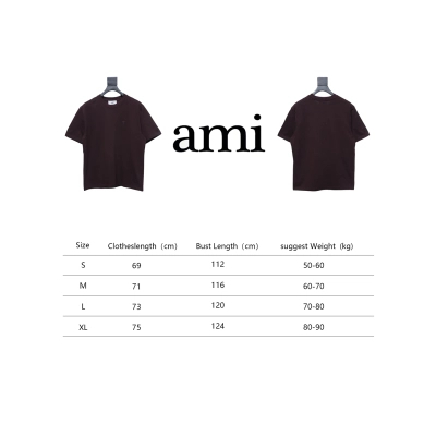 Ami Paris 25SS Embroidered Heart Short Sleeve T-shirt Brown 02
