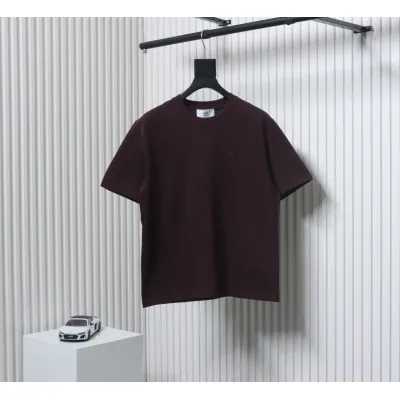 Ami Paris 25SS Embroidered Heart Short Sleeve T-shirt Brown 01