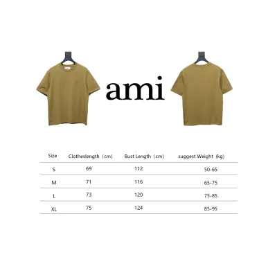 Ami Paris 25SS Embroidered Heart Short Sleeve T-shirt Khaki 02