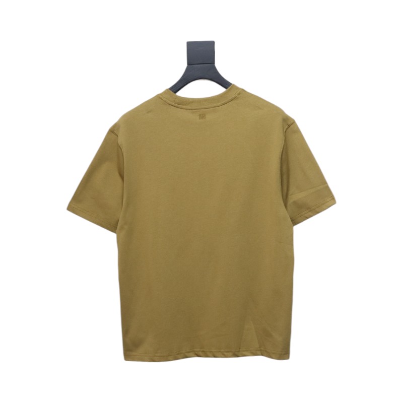 Ami Paris 25SS Embroidered Heart Short Sleeve T-shirt Khaki