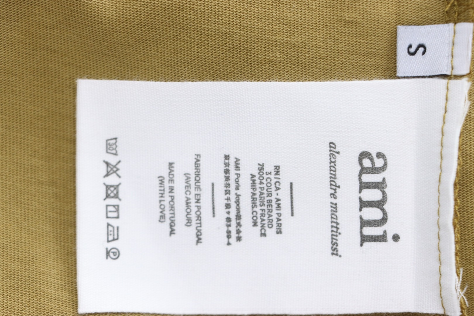 Ami Paris 25SS Embroidered Heart Short Sleeve T-shirt Khaki