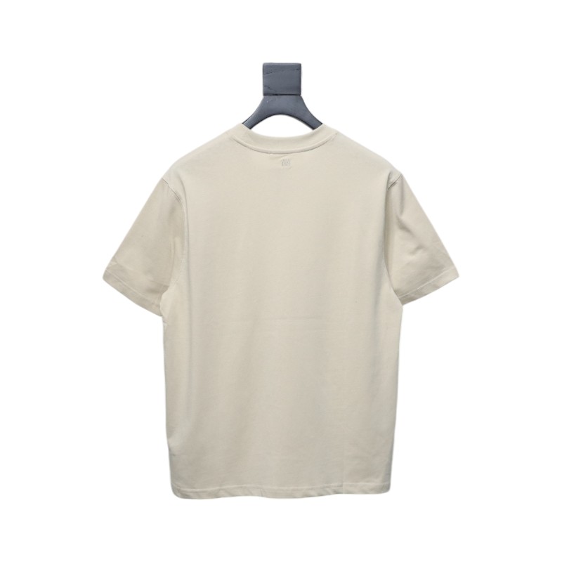 Ami Paris 25SS embroidered heart short-sleeved T-shirt Beige