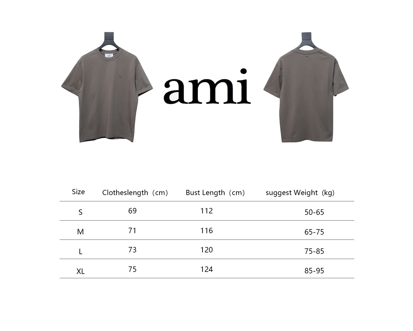 Ami Paris 25SS embroidered heart short-sleeved T-shirt Grey