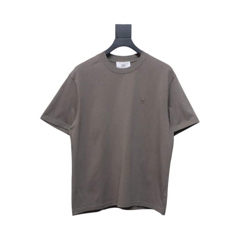 Ami Paris 25SS embroidered heart short-sleeved T-shirt Grey