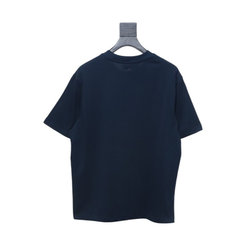 Ami Paris 25SS patch lettering short-sleeved T-shirt Navy blue