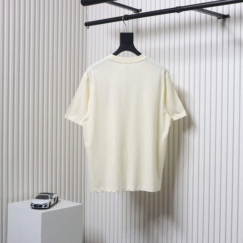 Ami Paris 25SS Towel Embroidery Heart Short Sleeve T-shirt Beige