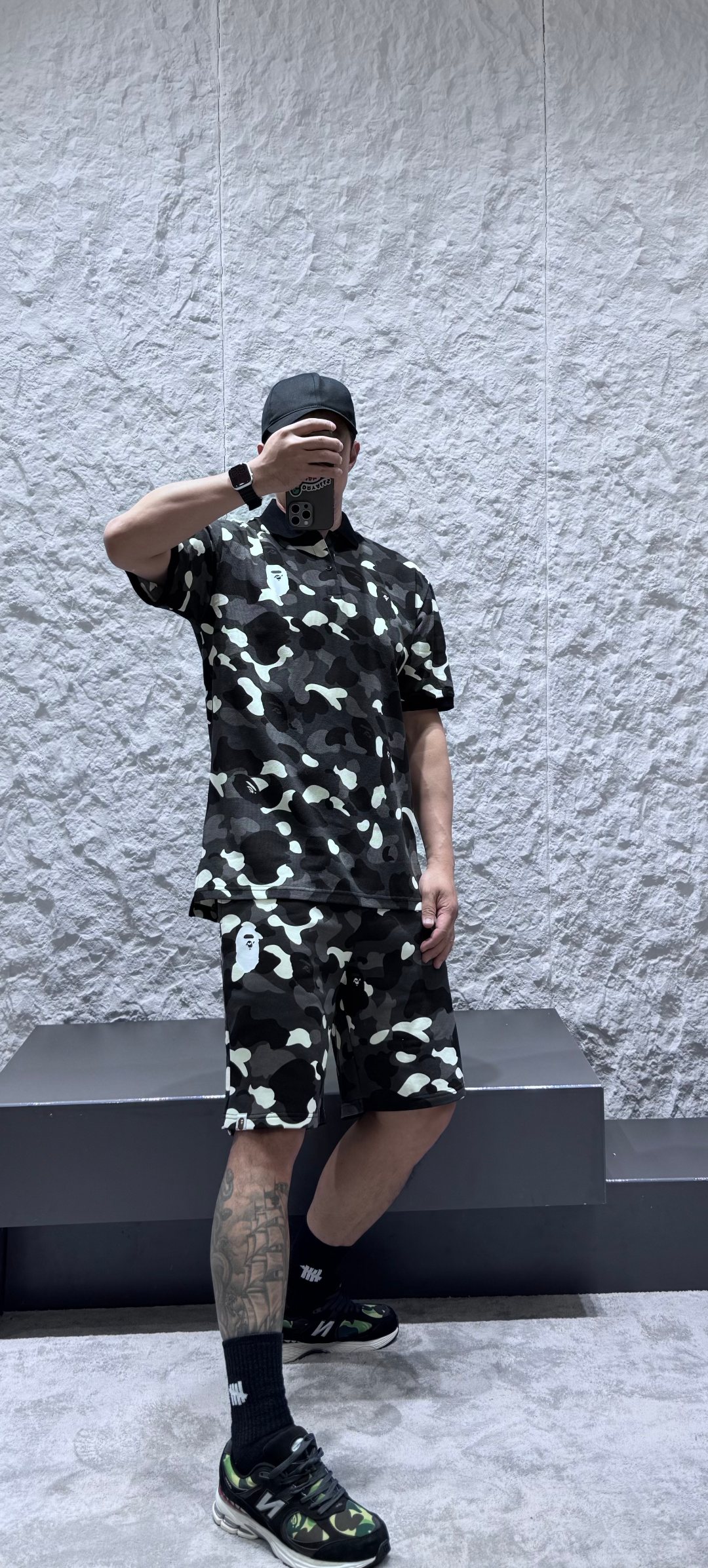 APE classic black and white camouflage short sleeve