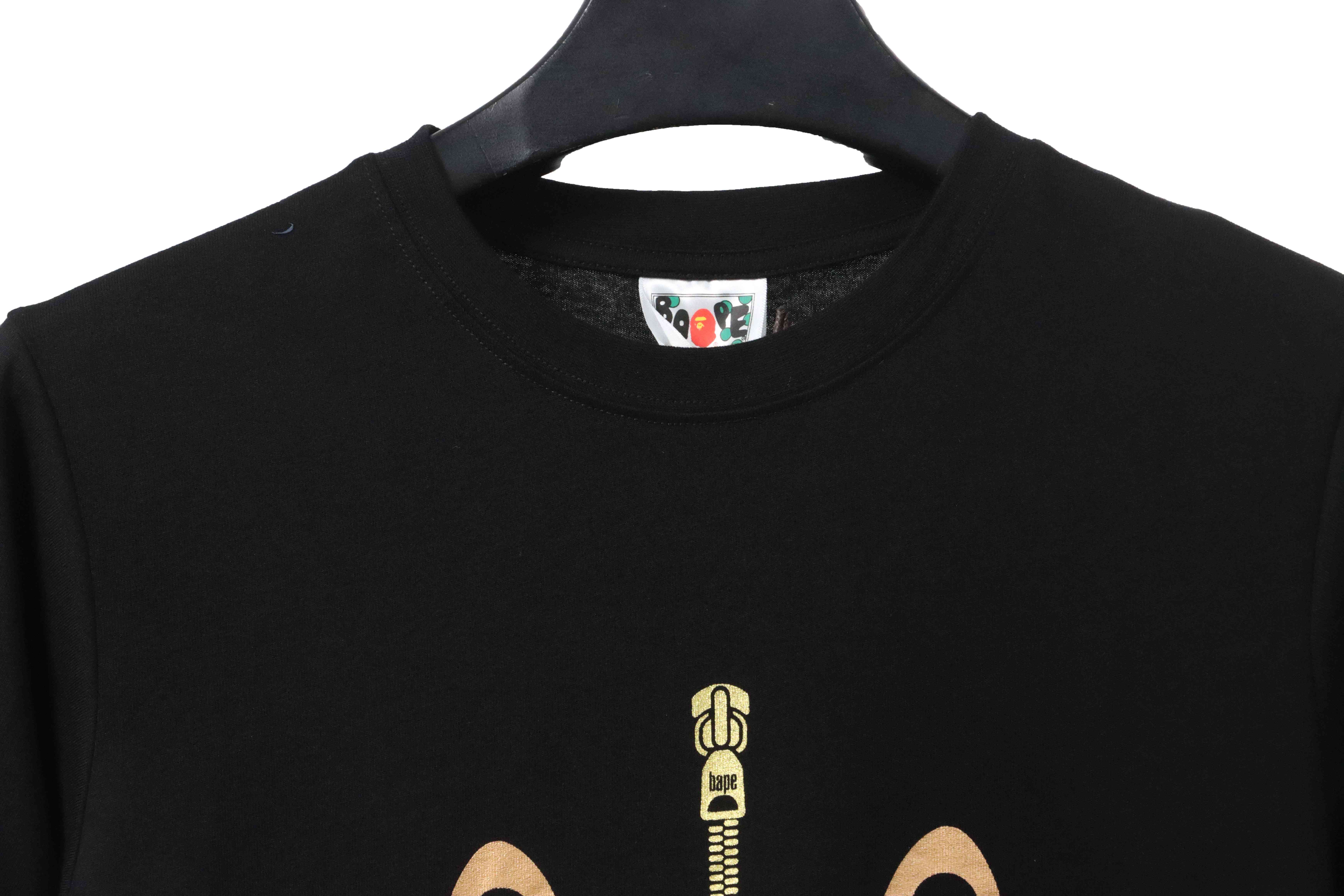 BAPE Camouflage Shark Mouth Zipper Short Sleeve Black and Blue