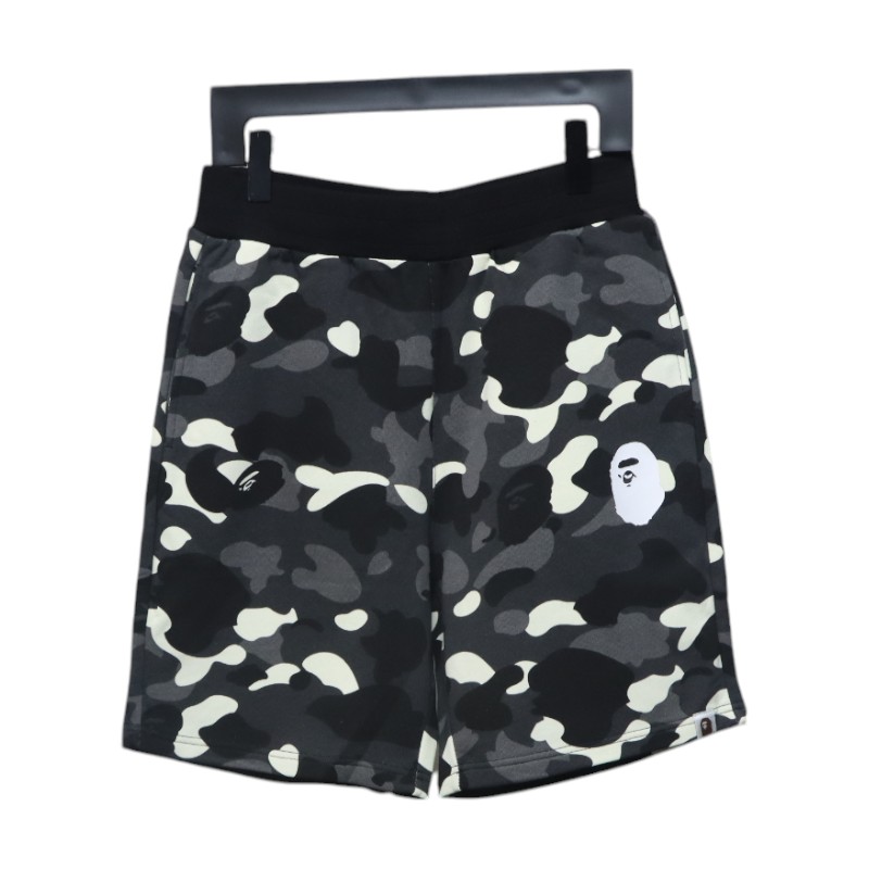 BAPE classic black and white camouflage shorts