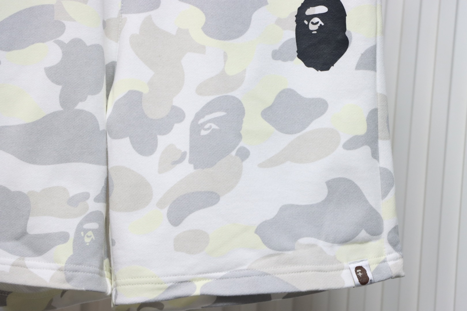 BAPE classic black and white camouflage shorts White