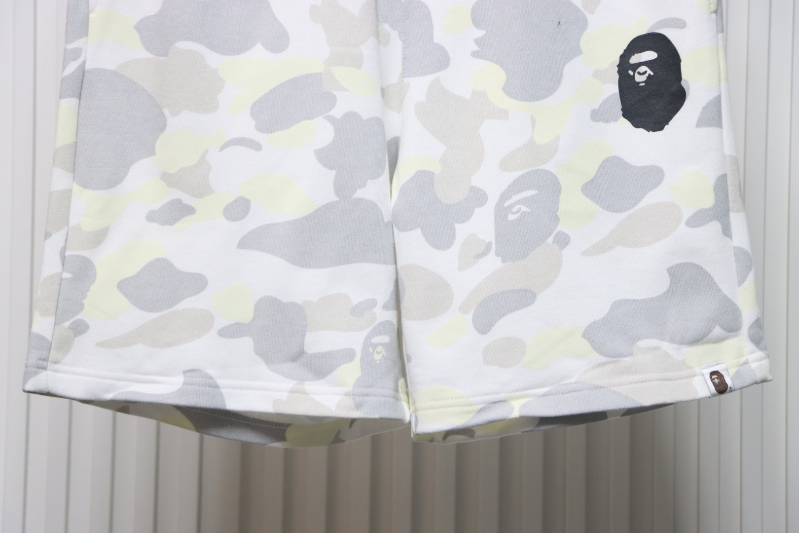 BAPE classic black and white camouflage shorts White