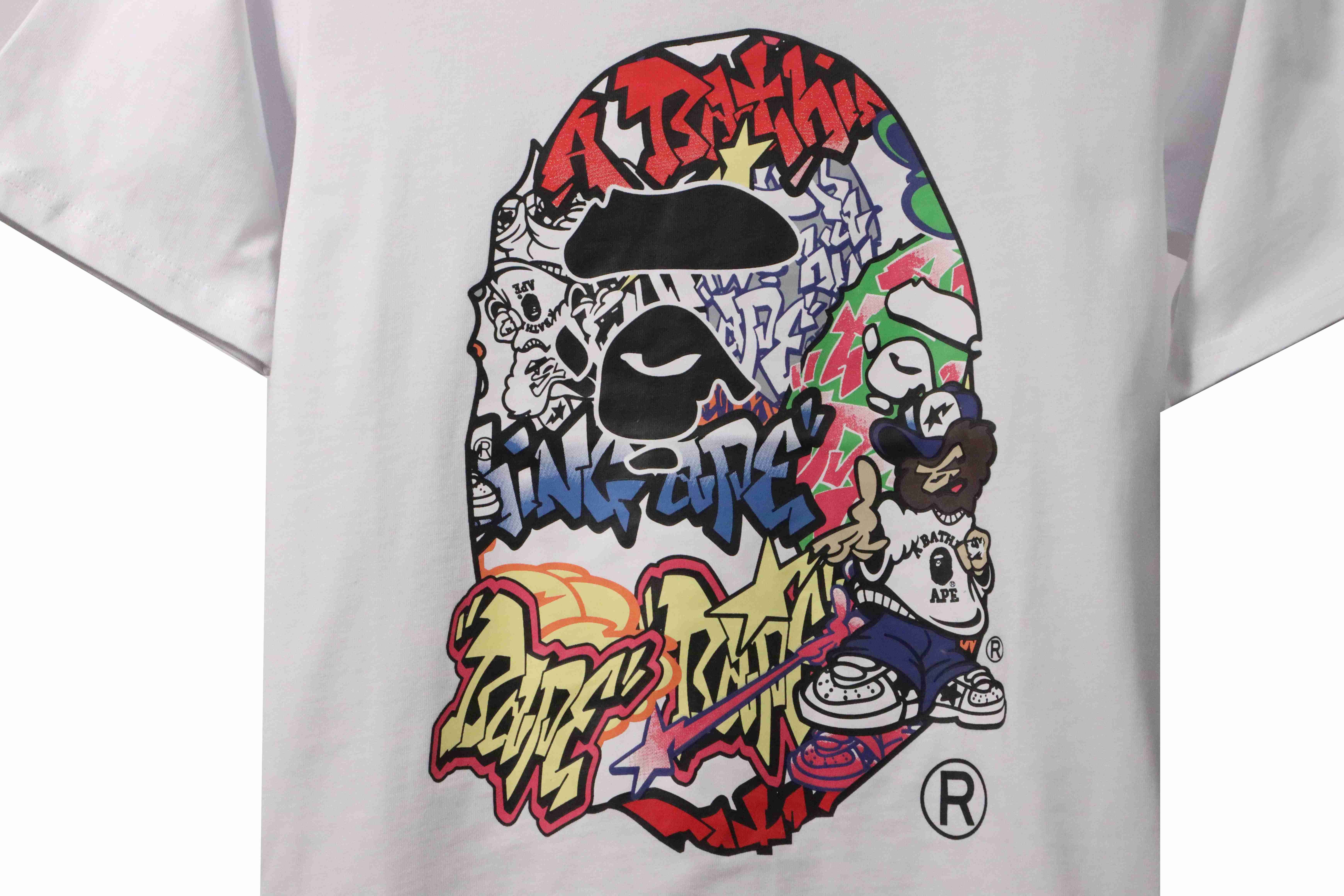 BAPE graffiti ape head print short sleeves