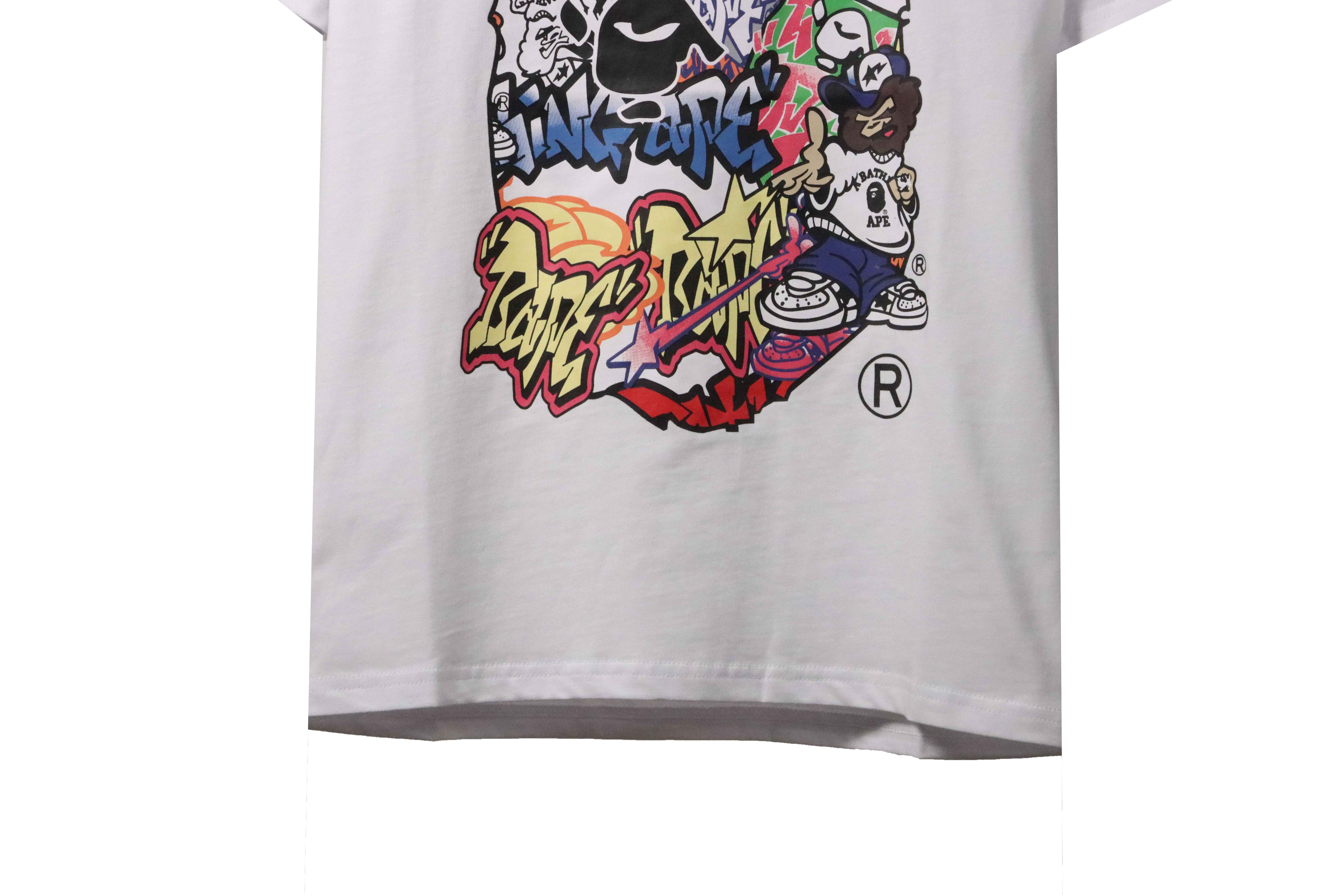 BAPE graffiti ape head print short sleeves