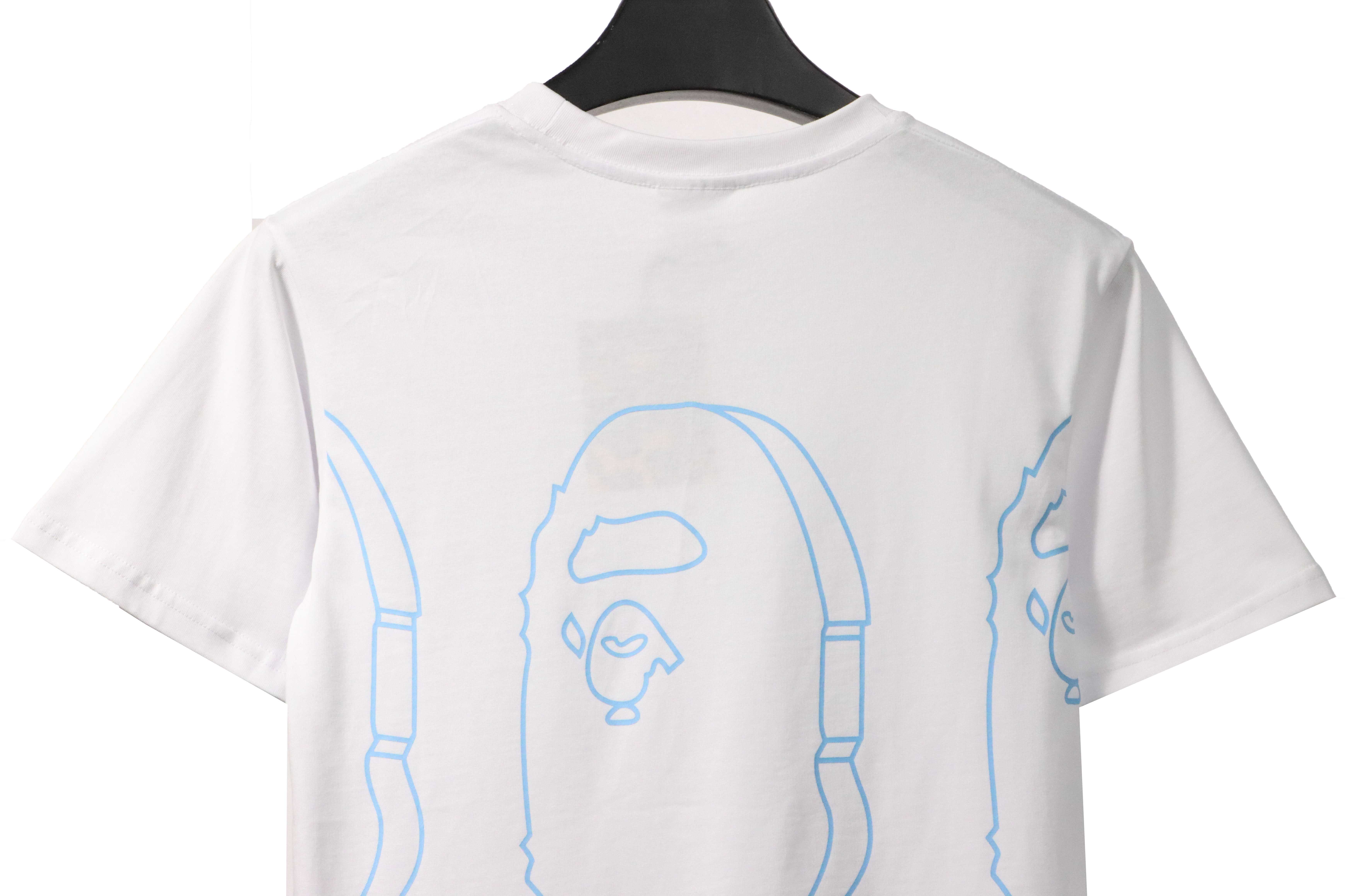 BAPE line drawing ape head short sleeve white