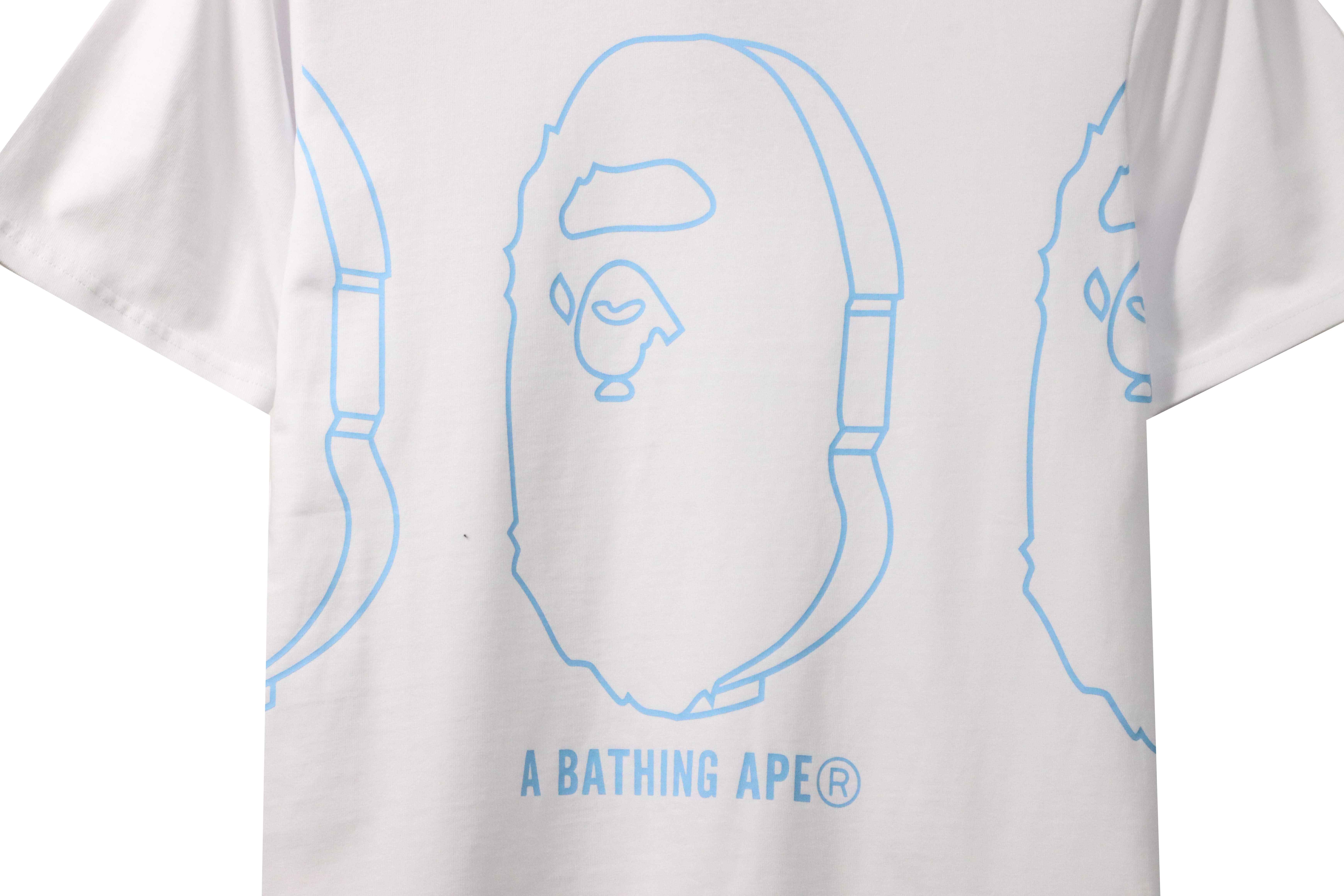 BAPE line drawing ape head short sleeve white