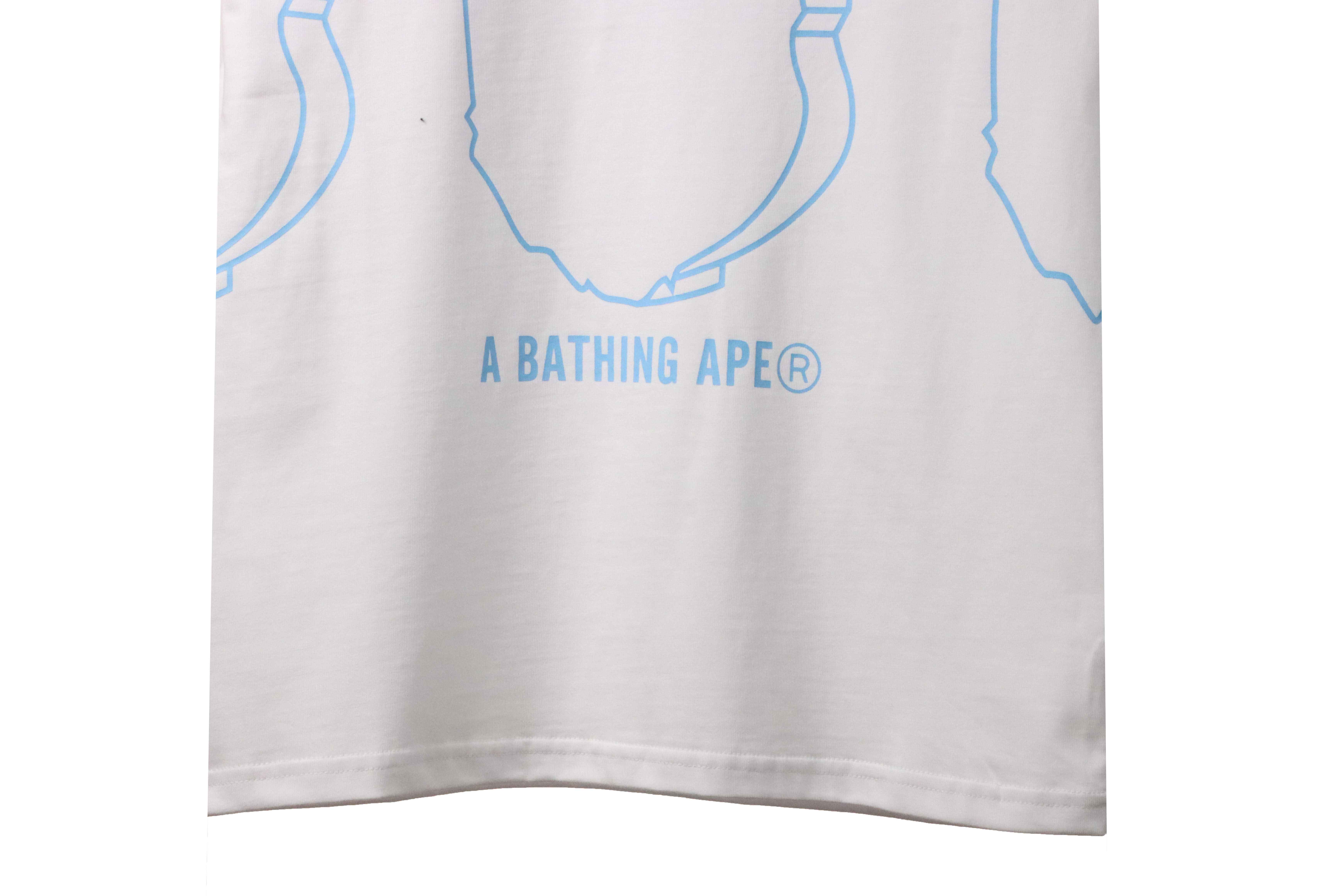 BAPE line drawing ape head short sleeve white