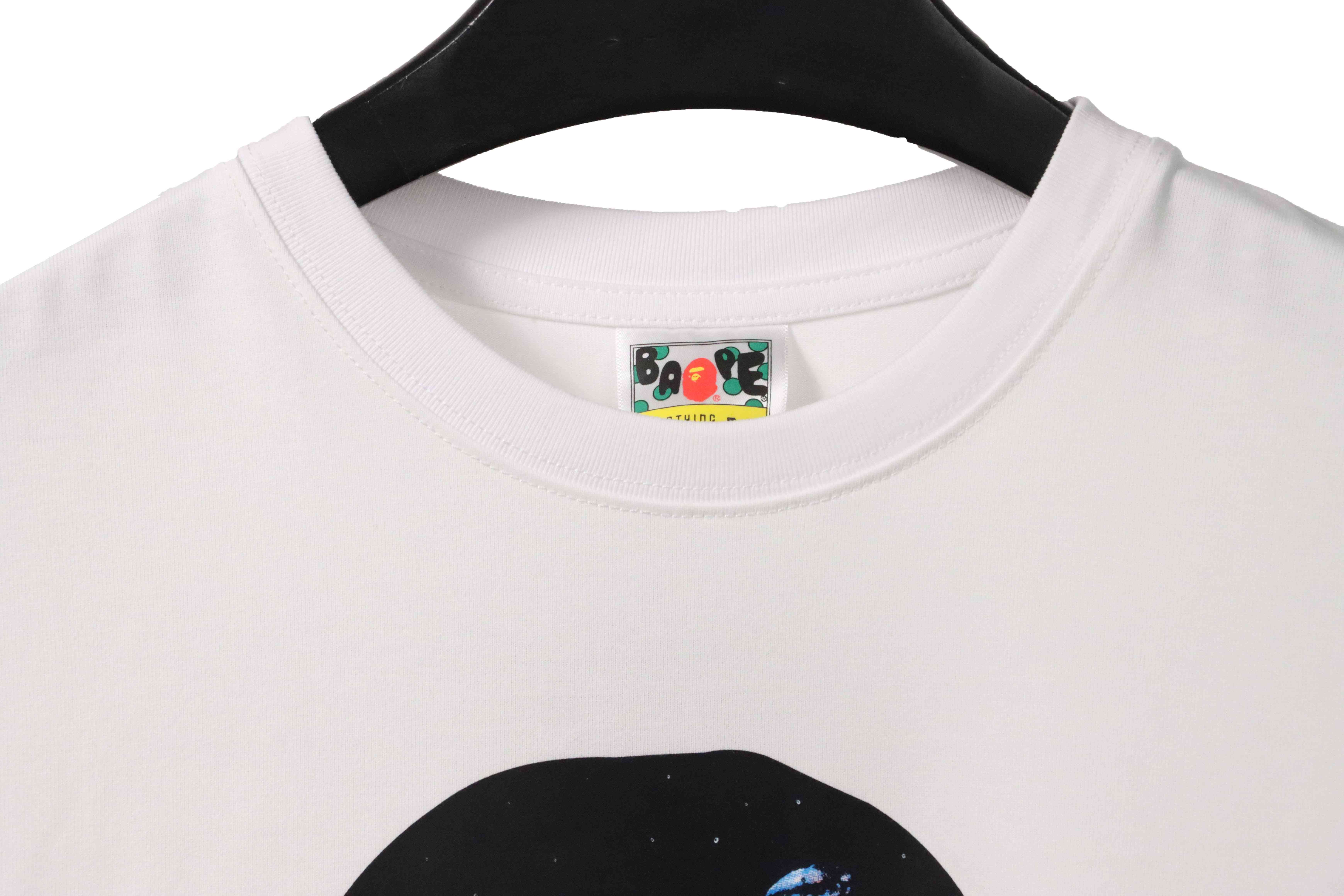 BAPE Moon UFO Laser Ape Head Short Sleeve White