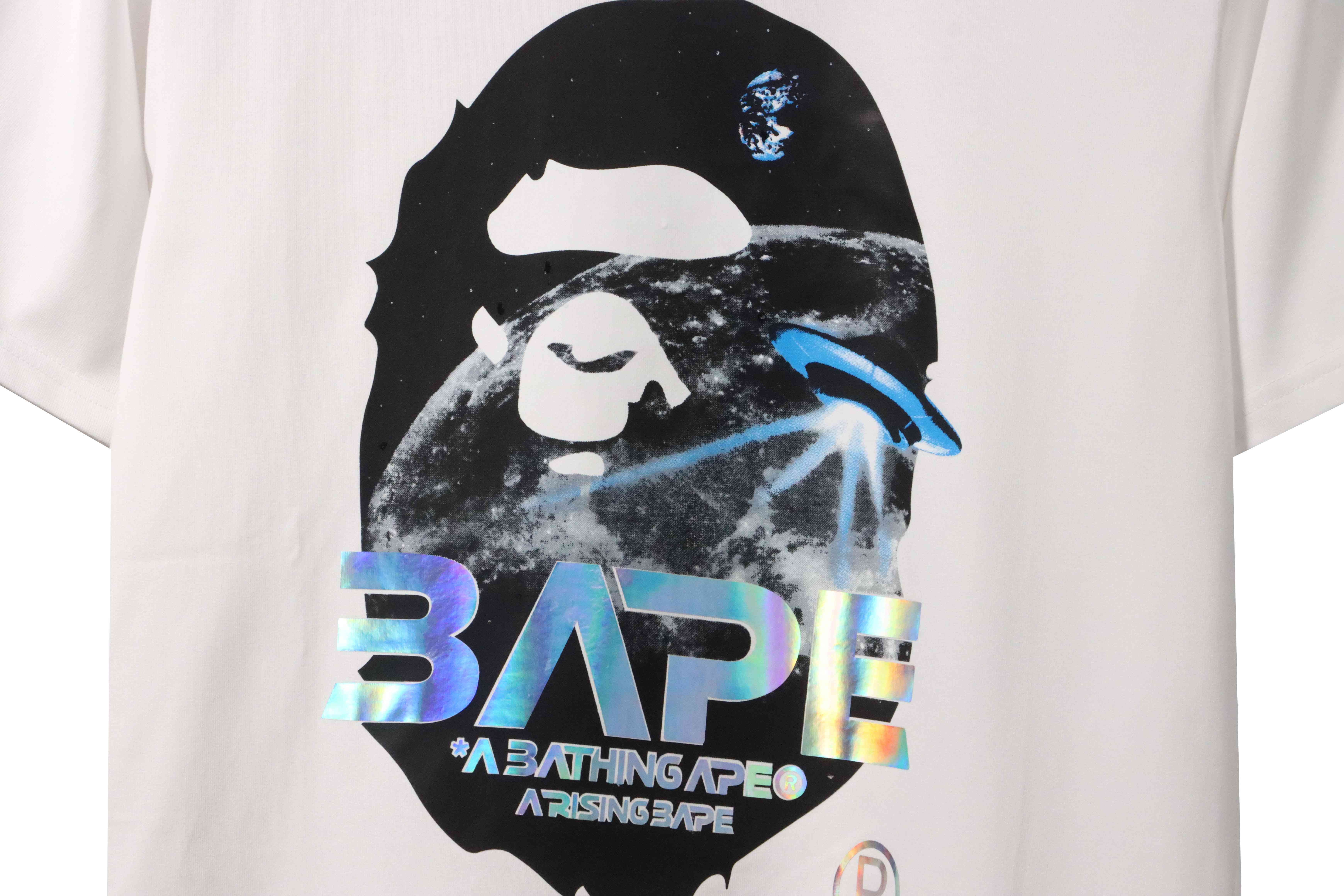 BAPE Moon UFO Laser Ape Head Short Sleeve White