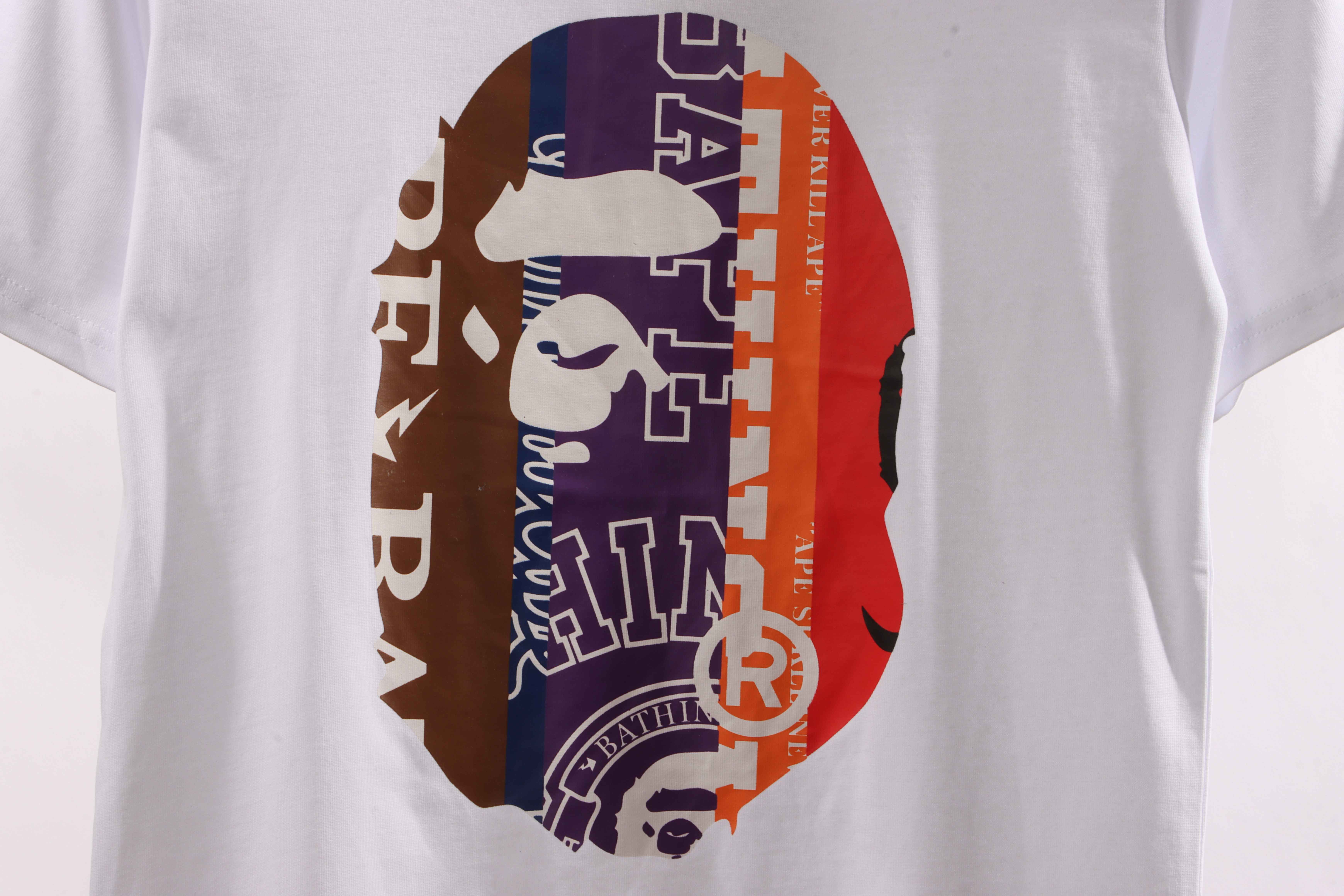 BAPE patchwork contrast ape head short-sleeved white