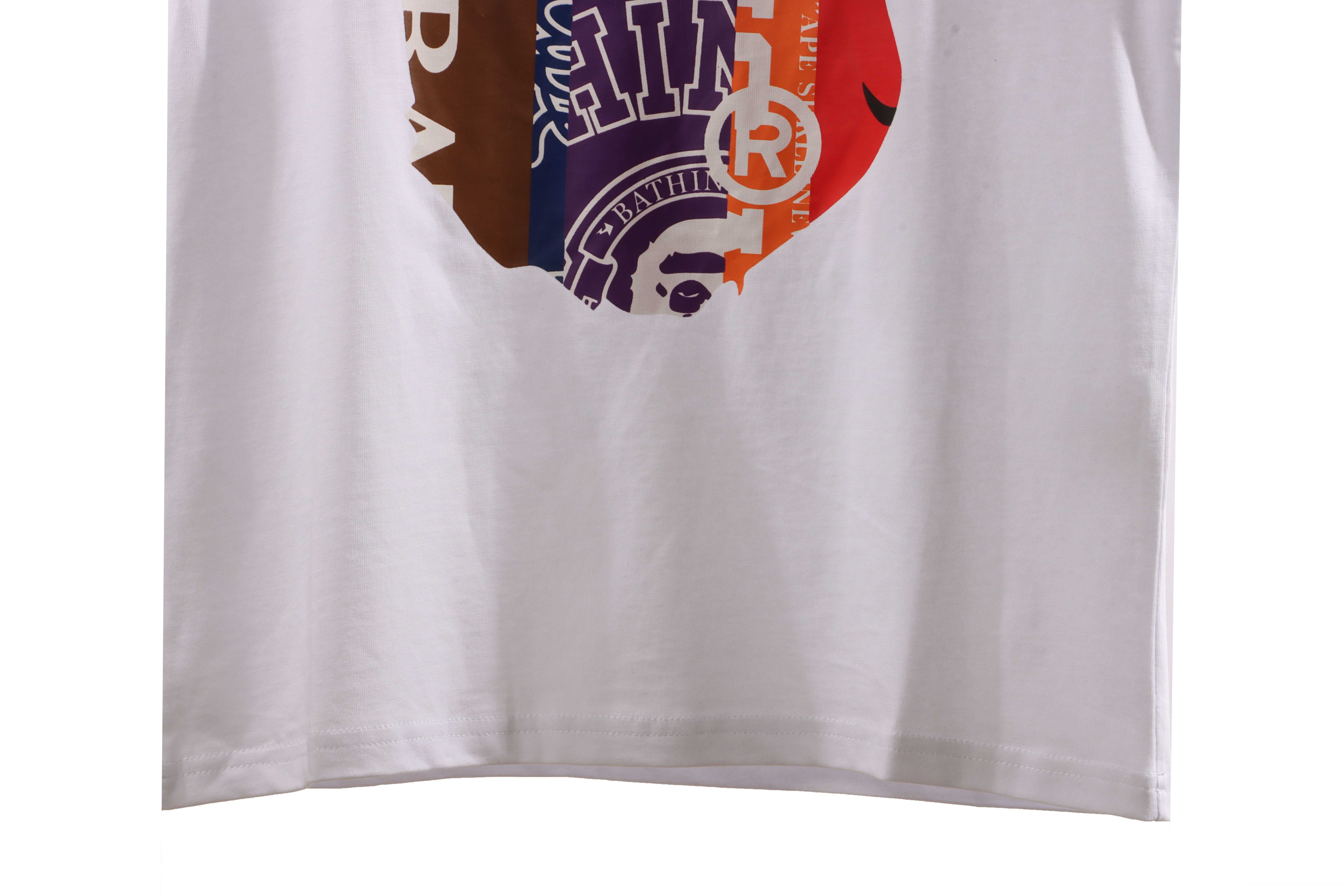 BAPE patchwork contrast ape head short-sleeved white