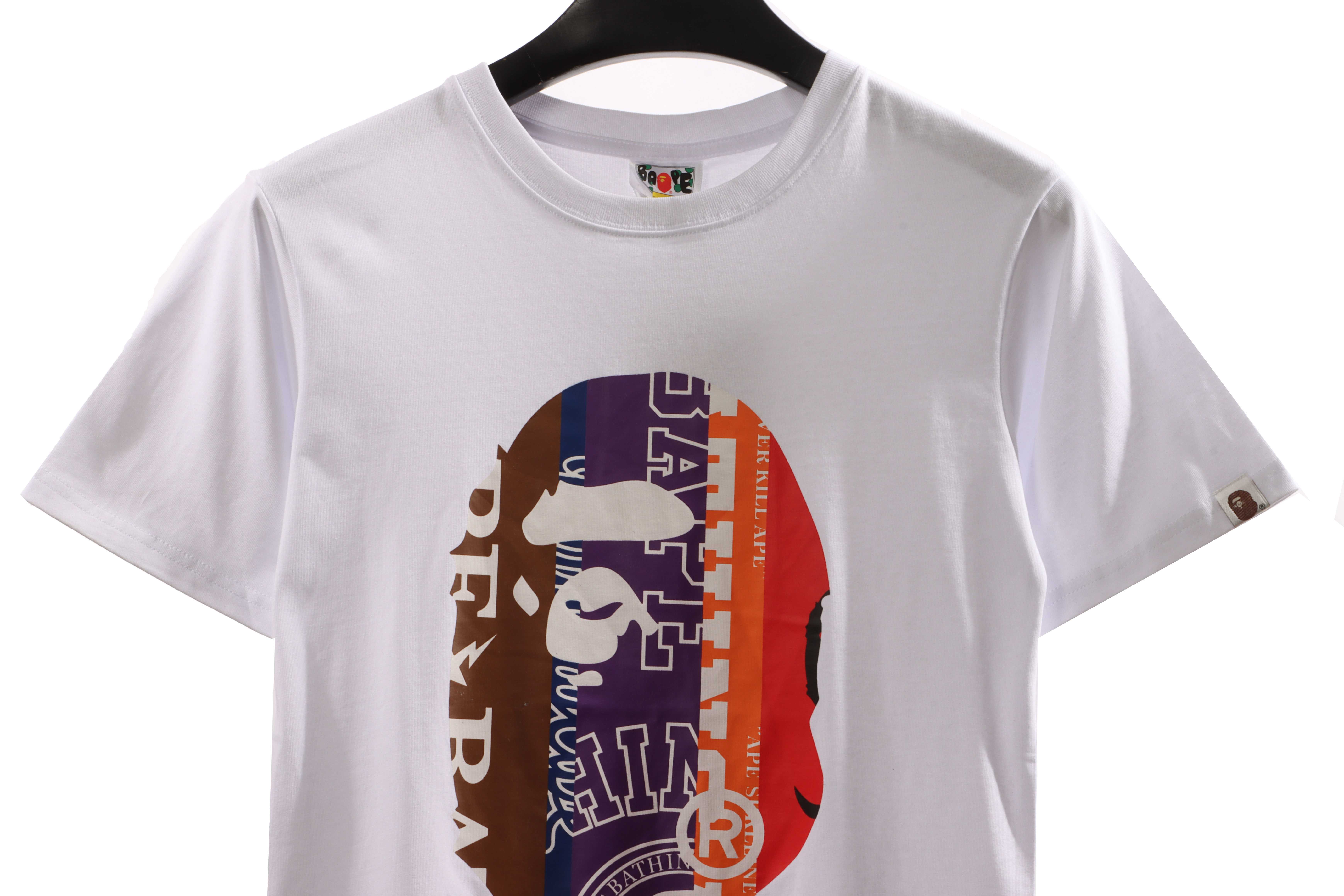 BAPE patchwork contrast ape head short-sleeved white