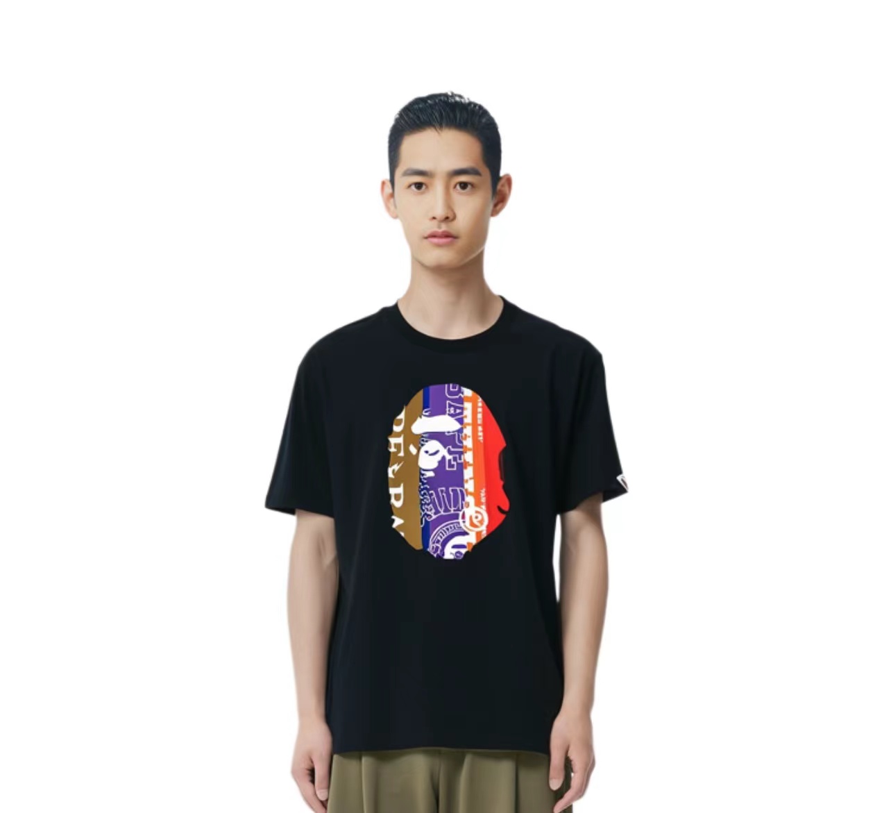 BAPE patchwork contrast ape head short-sleeved white