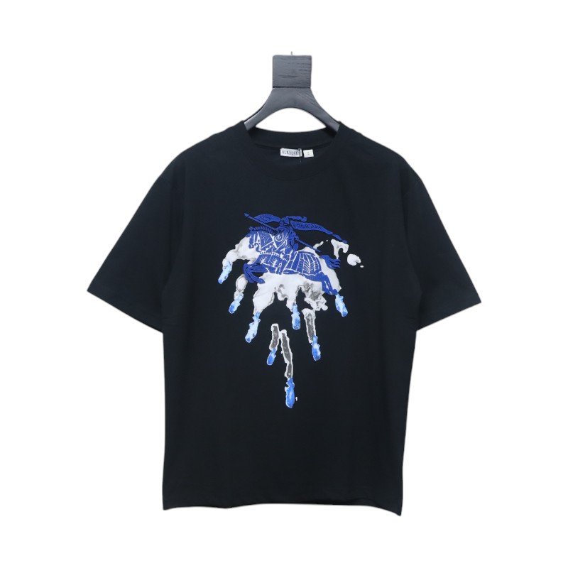 Burberry 25ss Warhorse Toothbrush Embroidery and Ink Splash Print Short Sleeve T-shirt Black