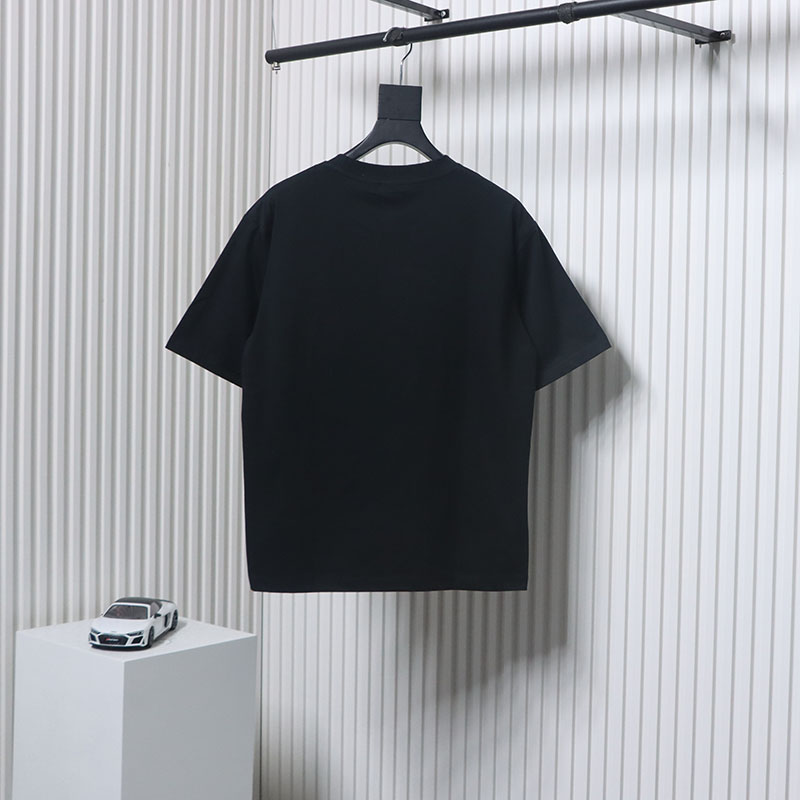 Burberry 25ss Warhorse Toothbrush Embroidery and Ink Splash Print Short Sleeve T-shirt Black