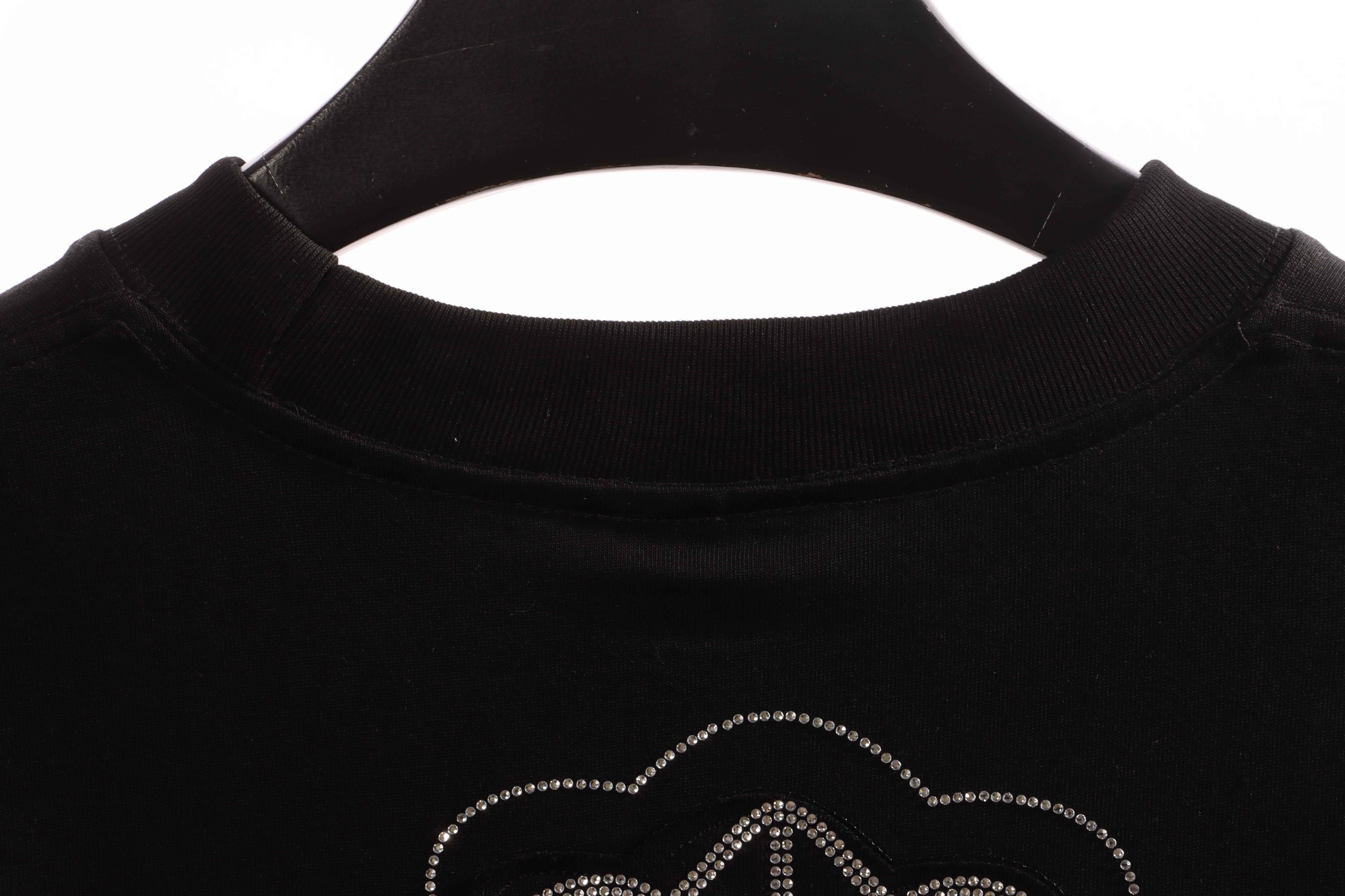 Chrome Heart Cross Sanskrit Scroll Diamond Short Sleeve Black