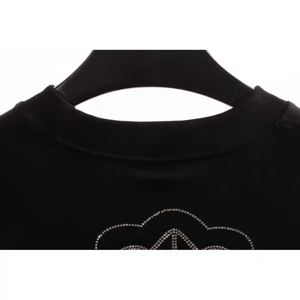 Chrome Heart Cross Sanskrit Scroll Diamond Short Sleeve Black