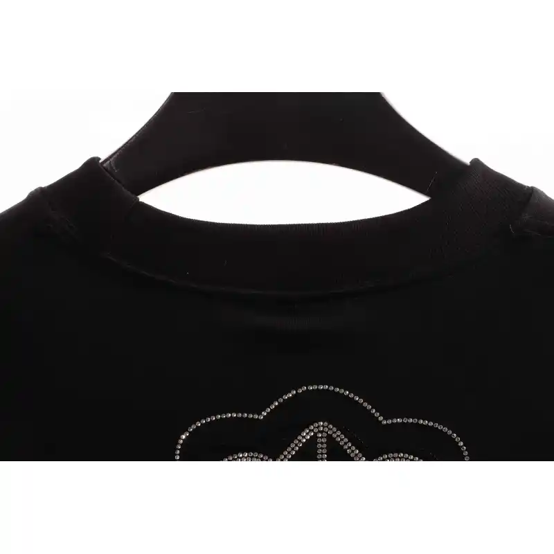 Chrome Heart Cross Sanskrit Scroll Diamond Short Sleeve Black