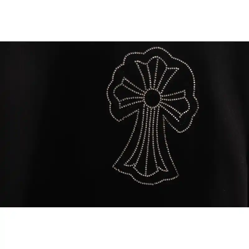 Chrome Heart Cross Sanskrit Scroll Diamond Short Sleeve Black