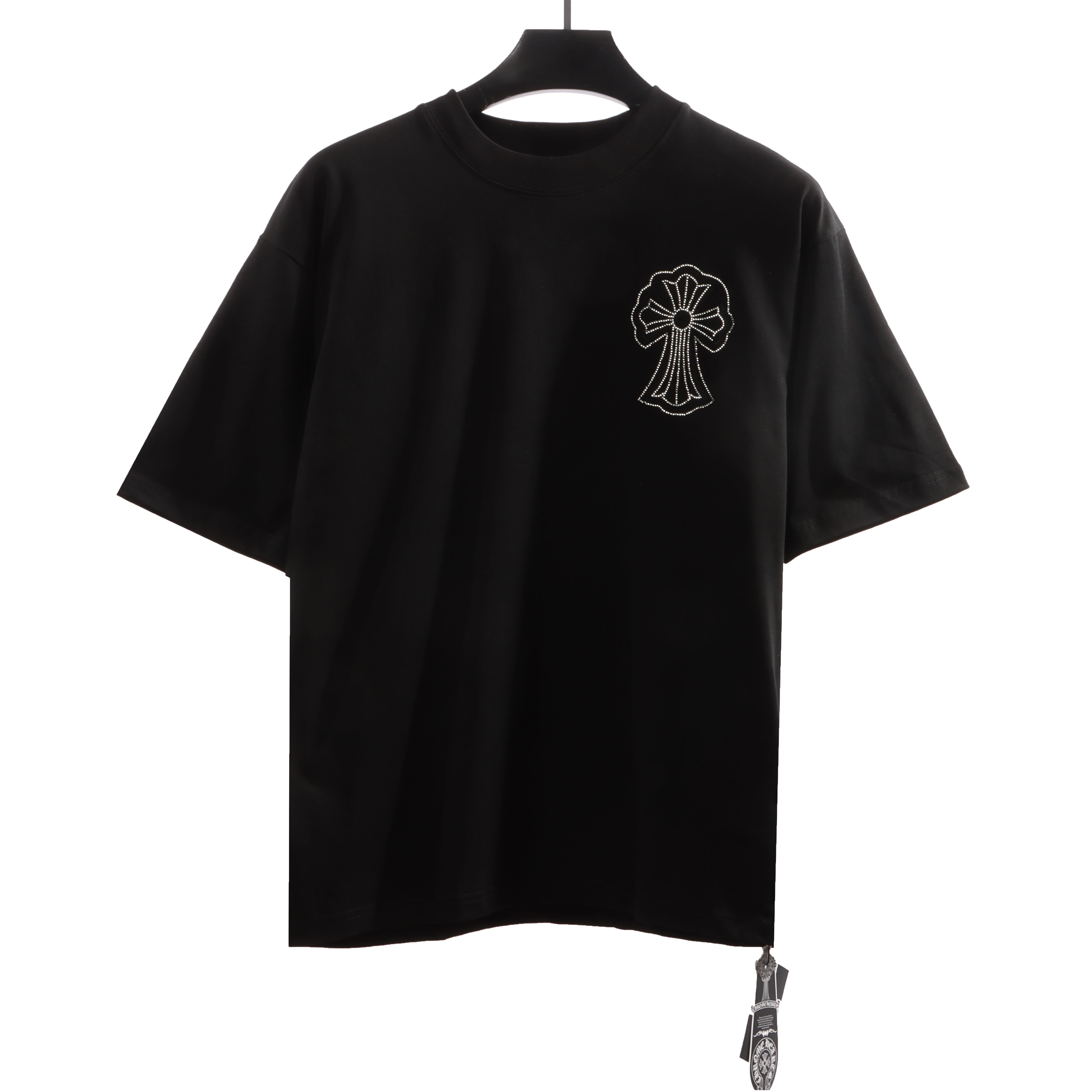 Chrome Heart Cross Sanskrit Scroll Diamond Short Sleeve Black