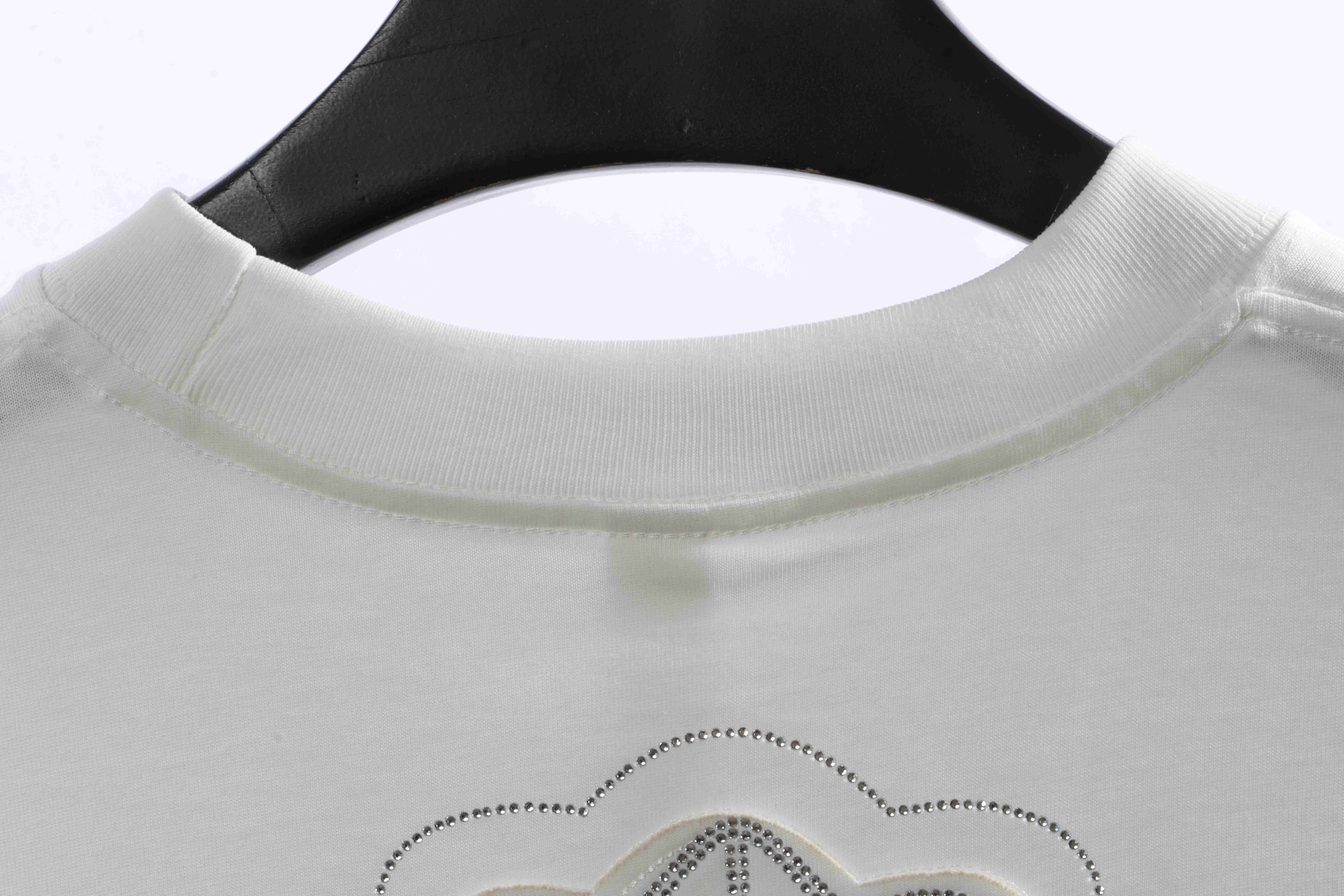 Chrome Heart Cross Sanskrit Scroll Diamond Short Sleeve White