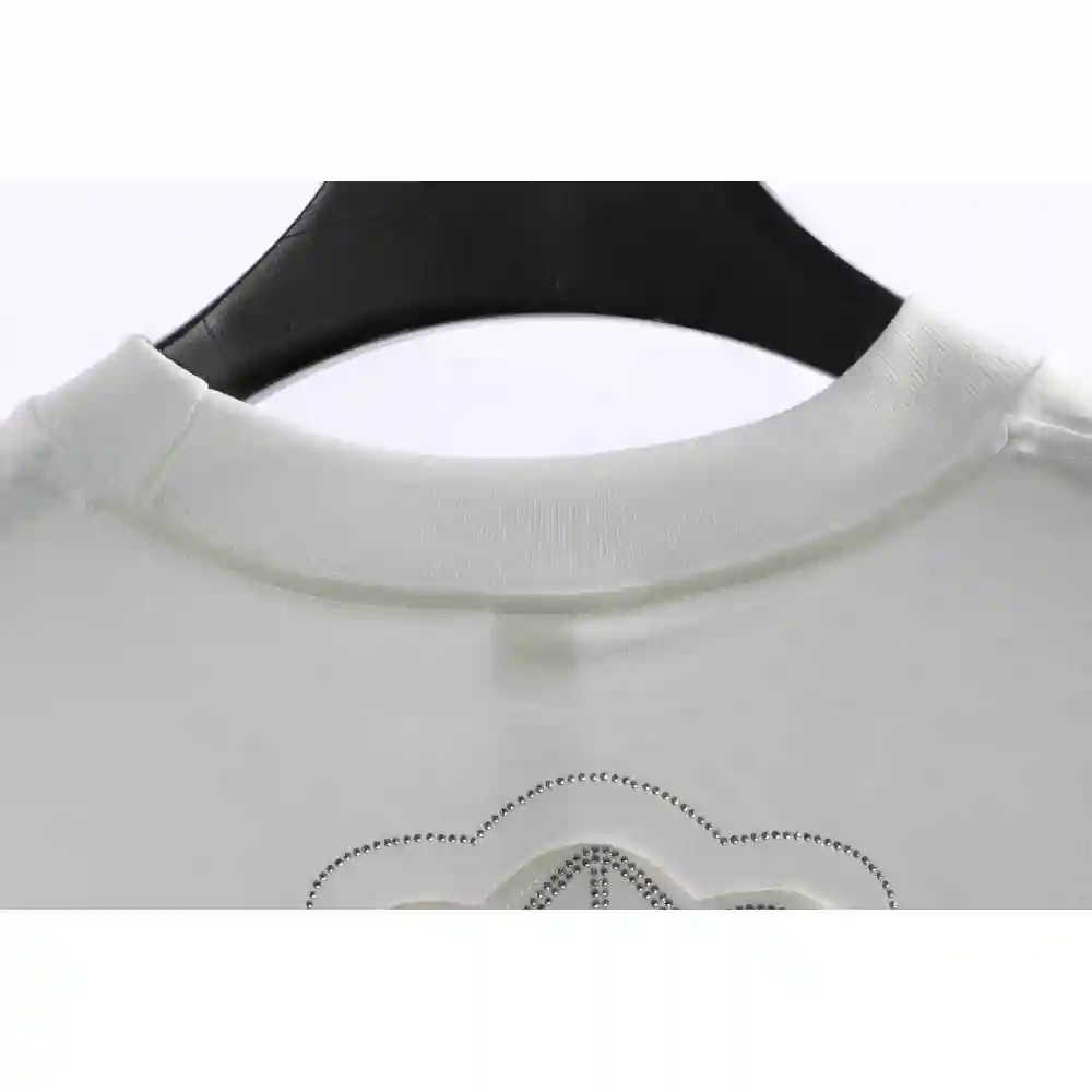 Chrome Heart Cross Sanskrit Scroll Diamond Short Sleeve White