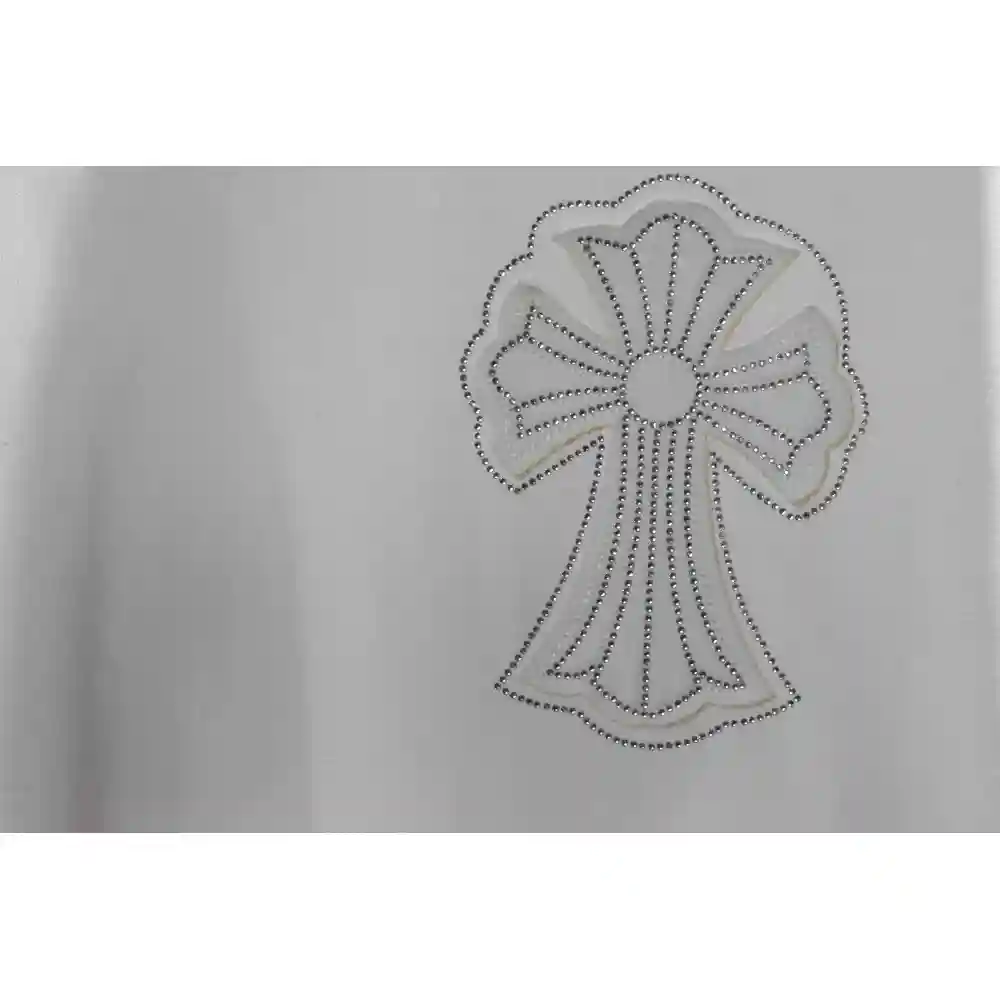Chrome Heart Cross Sanskrit Scroll Diamond Short Sleeve White