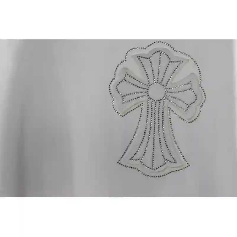 Chrome Heart Cross Sanskrit Scroll Diamond Short Sleeve White