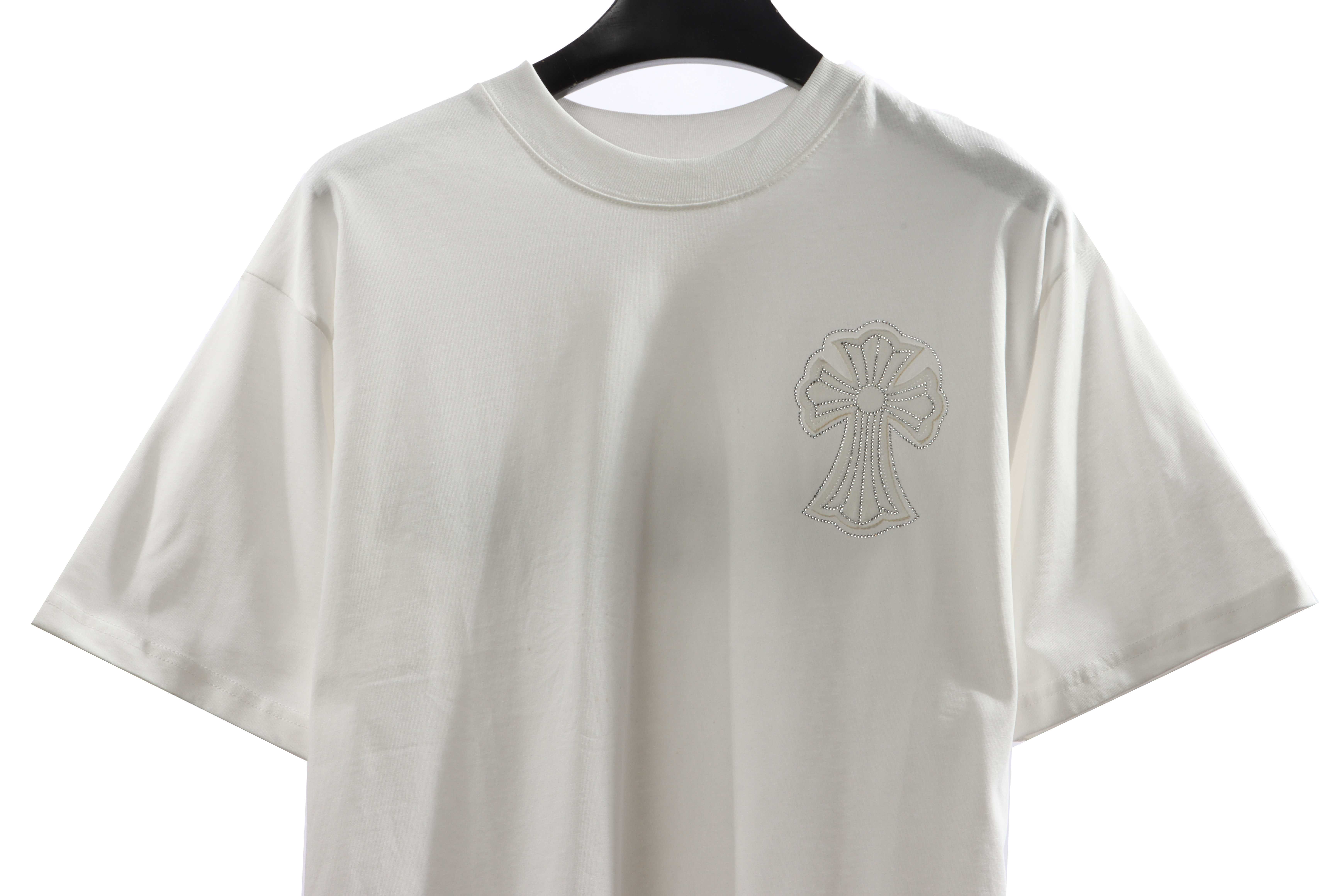 Chrome Heart Cross Sanskrit Scroll Diamond Short Sleeve White