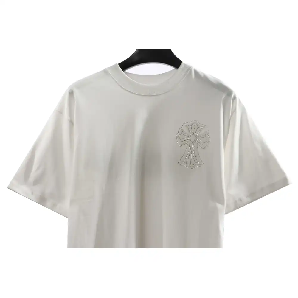 Chrome Heart Cross Sanskrit Scroll Diamond Short Sleeve White