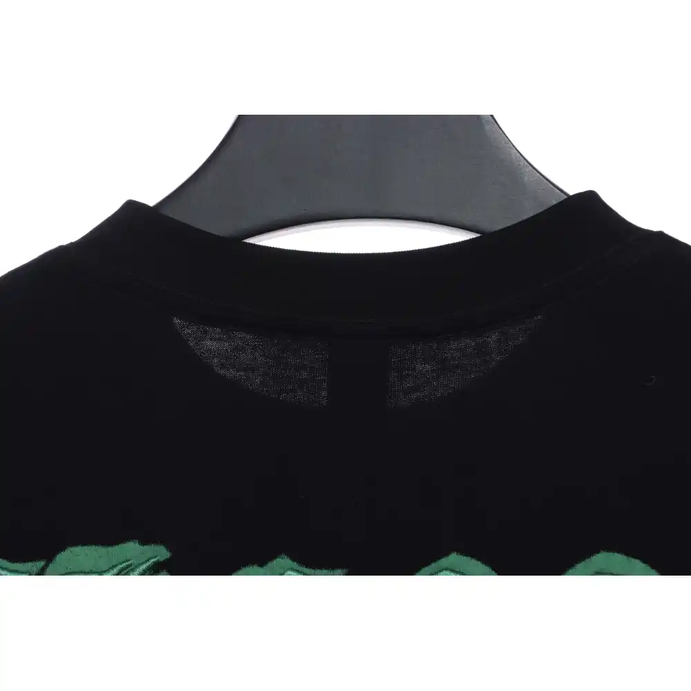 Chrome Heart Melt Print Sanskrit Embroidered Short Sleeve Black