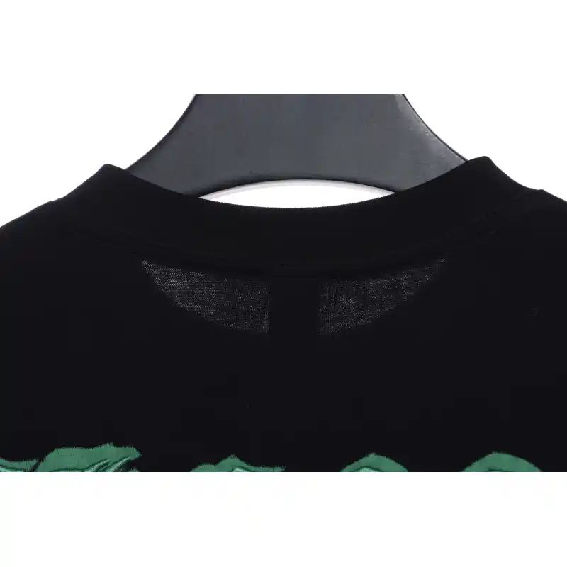 Chrome Heart Melt Print Sanskrit Embroidered Short Sleeve Black