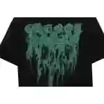 Chrome Heart Melt Print Sanskrit Embroidered Short Sleeve Black