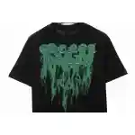 Chrome Heart Melt Print Sanskrit Embroidered Short Sleeve Black